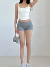 SXY Solid Ribbed Knit Ruched Shorts, Comfy Booty Shorts